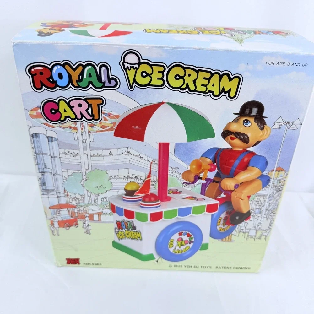 1993 Yeh‎ Su Toys Royal Ice Cream Cart Wind Up Toy YEH-9303 in Box Tested Works